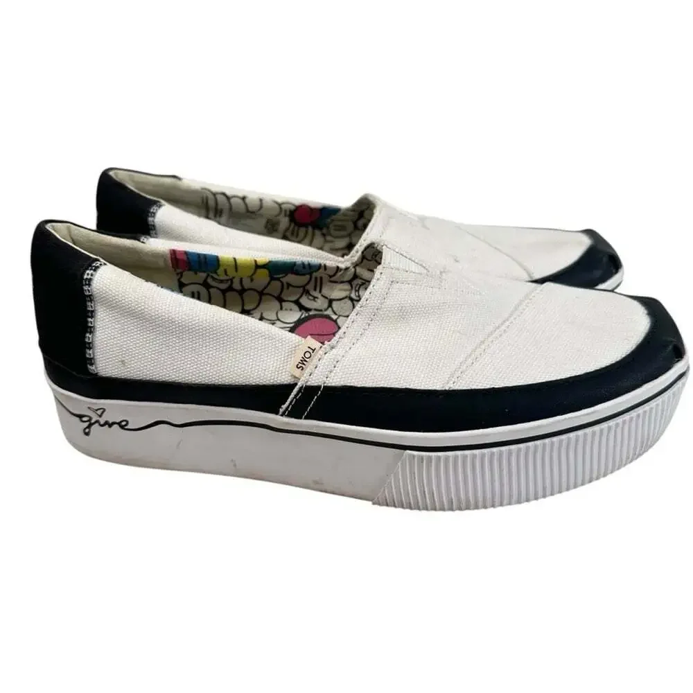 TOMS Alpargata Boardwalk Platform Slip On Sneakers Womens Size 8.5 Canvas